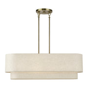 Livex Lighting - 41934-01 - Four Light Linear Chandelier - Manorwood - Antique Brass