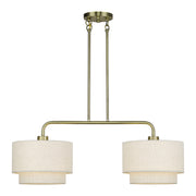 Livex Lighting - 41942-01 - Two Light Linear Chandelier - Manorwood - Antique Brass
