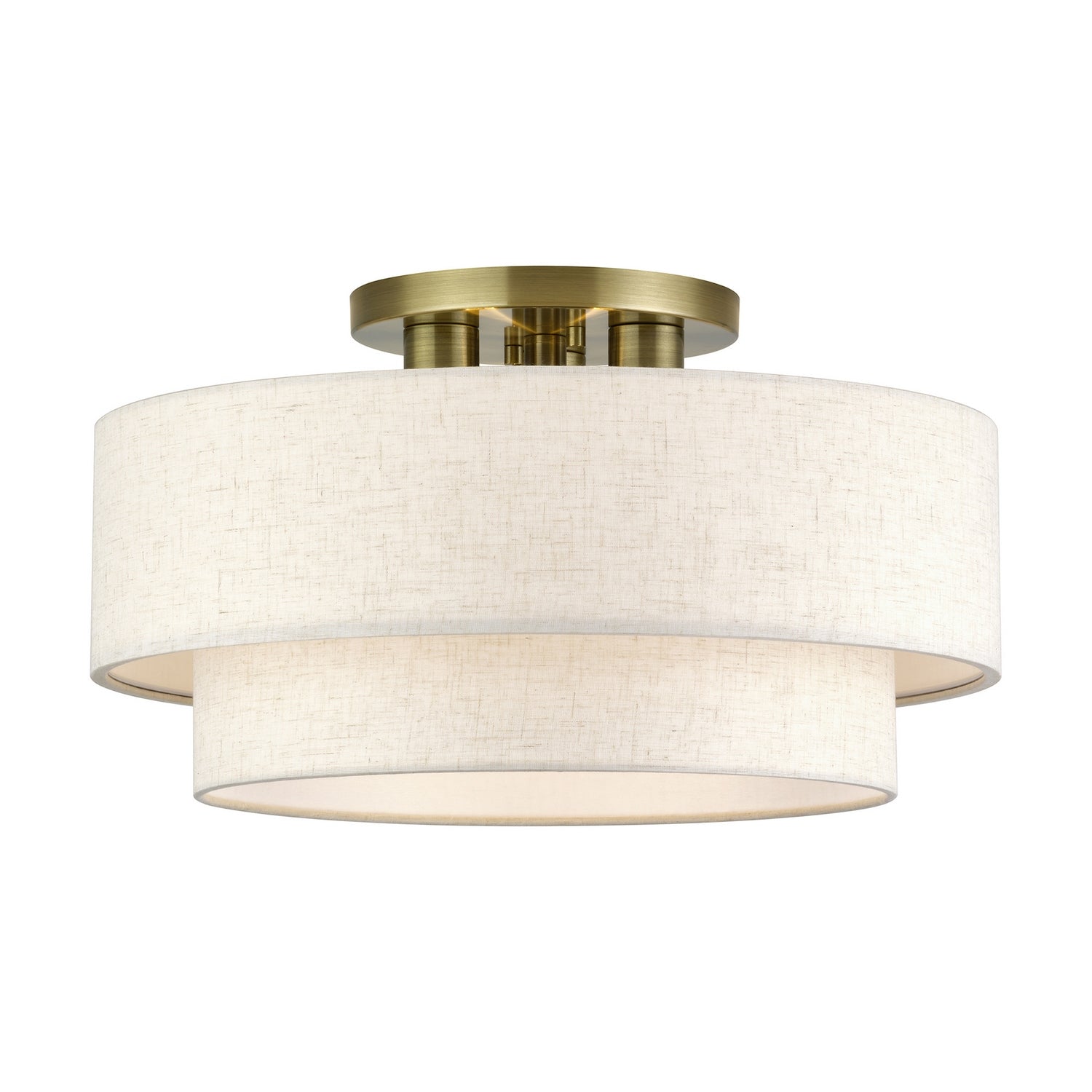 Livex Lighting - 41945-01 - Three Light Semi-Flush Mount - Manorwood - Antique Brass