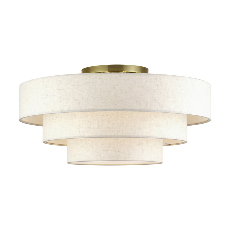 Livex Lighting - 41948-01 - Five Light Semi-Flush Mount - Manorwood - Antique Brass
