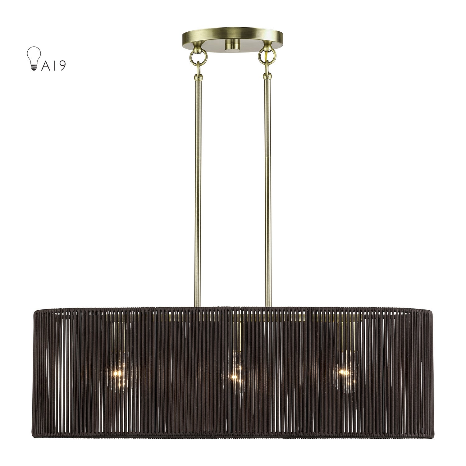 Livex Lighting - 49127-01 - Three Light Linear Chandelier - Acordia - Antique Brass