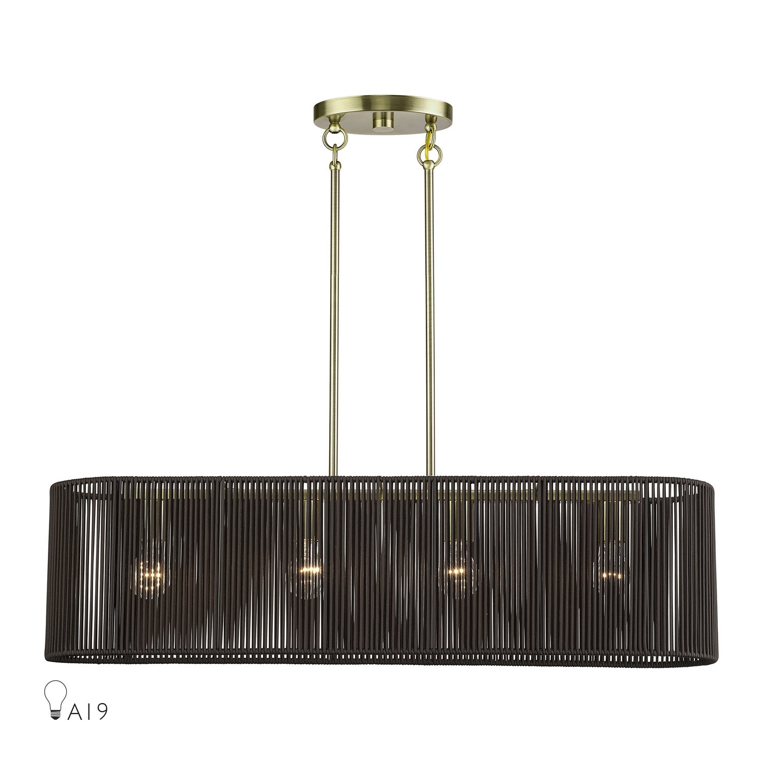 Livex Lighting - 49128-01 - Four Light Linear Chandelier - Acordia - Antique Brass