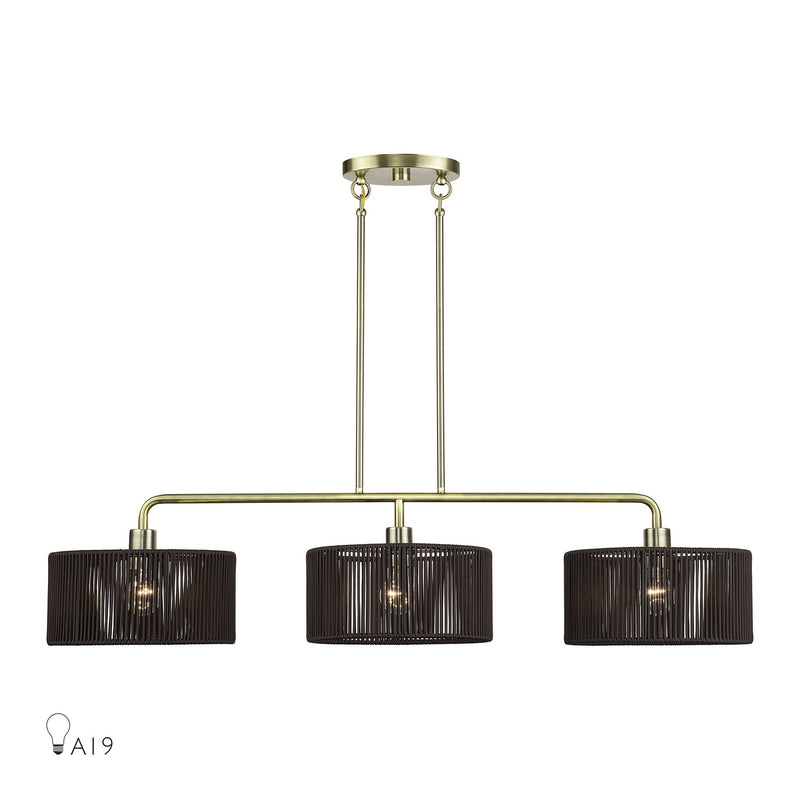 Livex Lighting - 49129-01 - Three Light Linear Chandelier - Acordia - Antique Brass