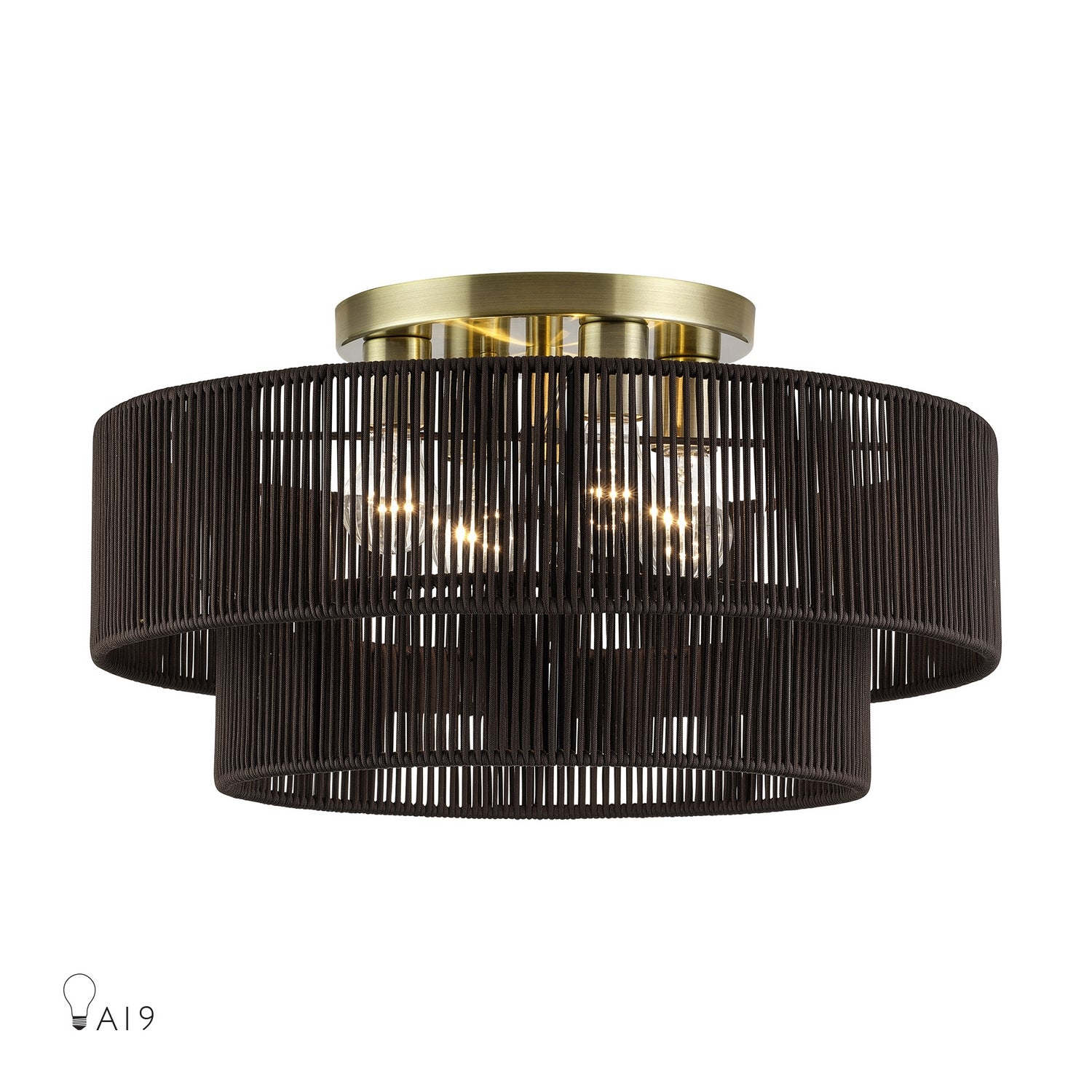 Livex Lighting - 49135-01 - Four Light Semi-Flush Mount - Acordia - Antique Brass