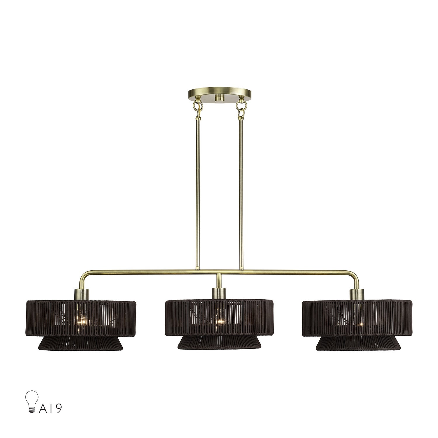 Livex Lighting - 49143-01 - Three Light Linear Chandelier - Florell - Antique Brass