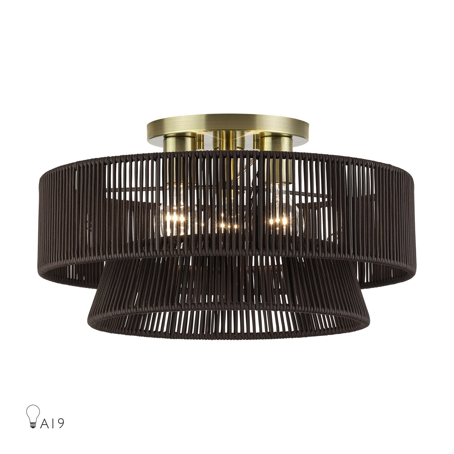 Livex Lighting - 49147-01 - Three Light Semi-Flush Mount - Florell - Antique Brass