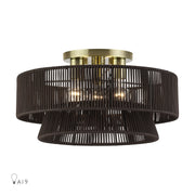 Livex Lighting - 49147-01 - Three Light Semi-Flush Mount - Florell - Antique Brass