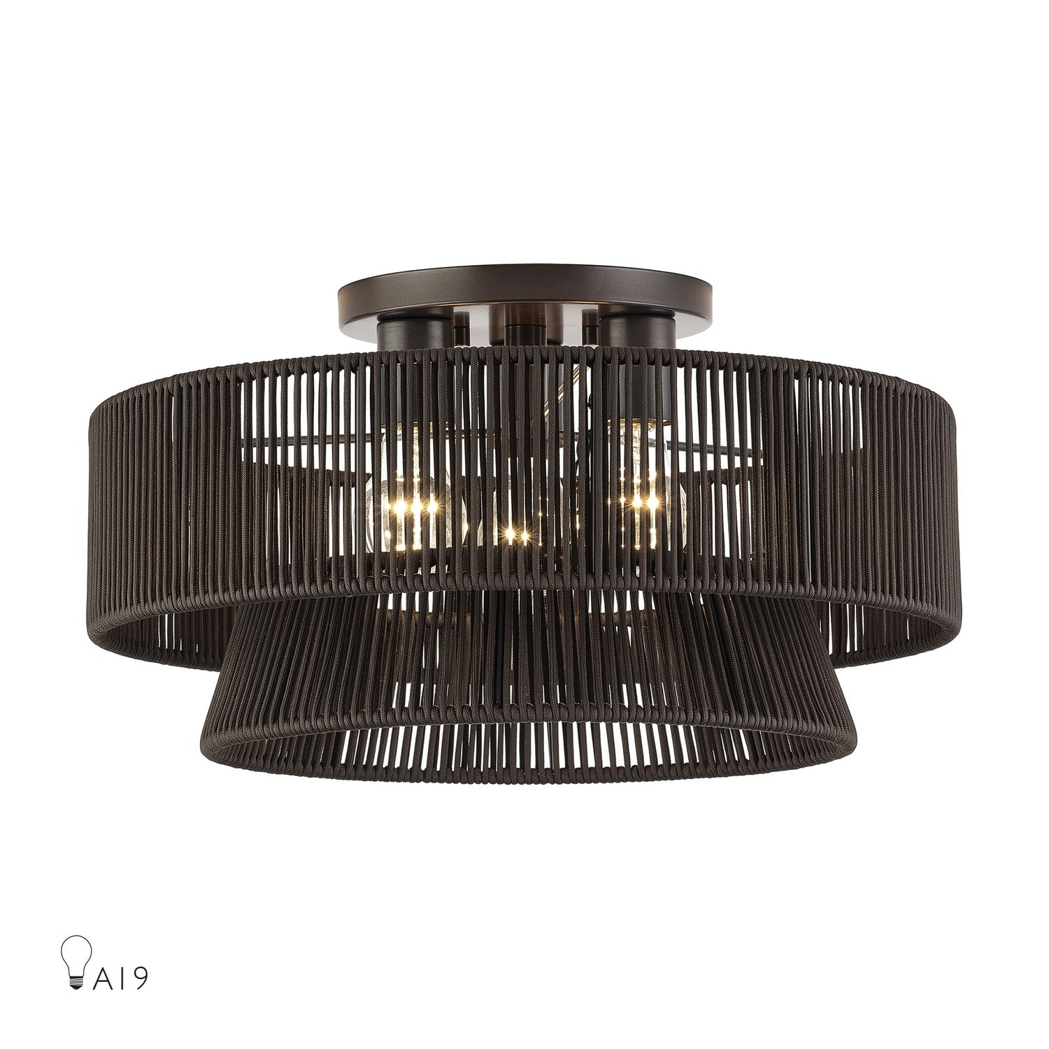 Livex Lighting - 49147-92 - Three Light Semi-Flush Mount - Florell - English Bronze