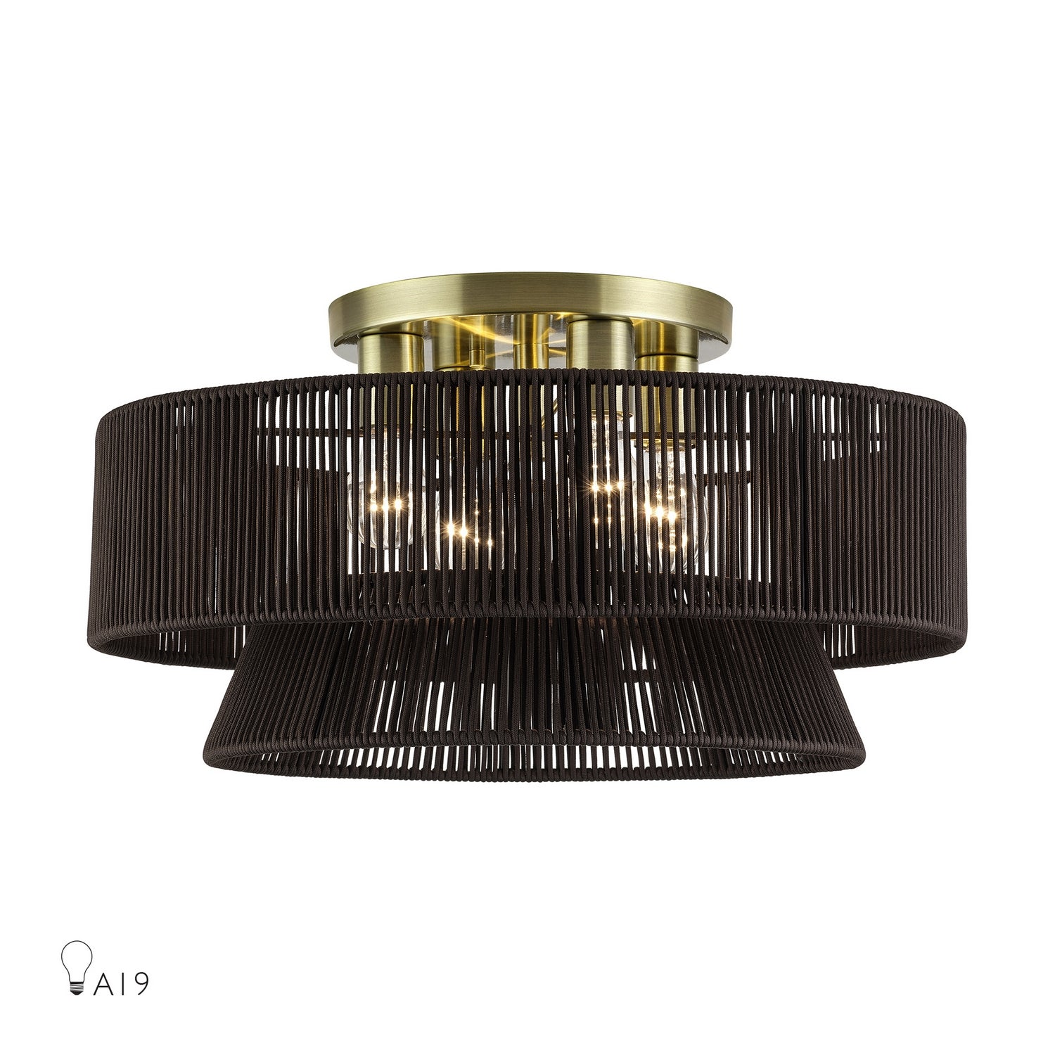 Livex Lighting - 49148-01 - Four Light Semi-Flush Mount - Florell - Antique Brass