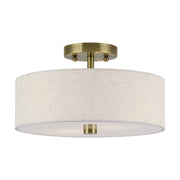 Livex Lighting - 52134-01 - Two Light Semi-Flush Mount - Monroe - Antique Brass
