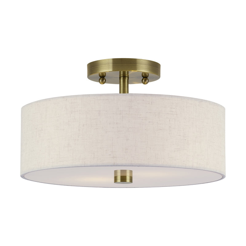 Livex Lighting - 52134-01 - Two Light Semi-Flush Mount - Monroe - Antique Brass