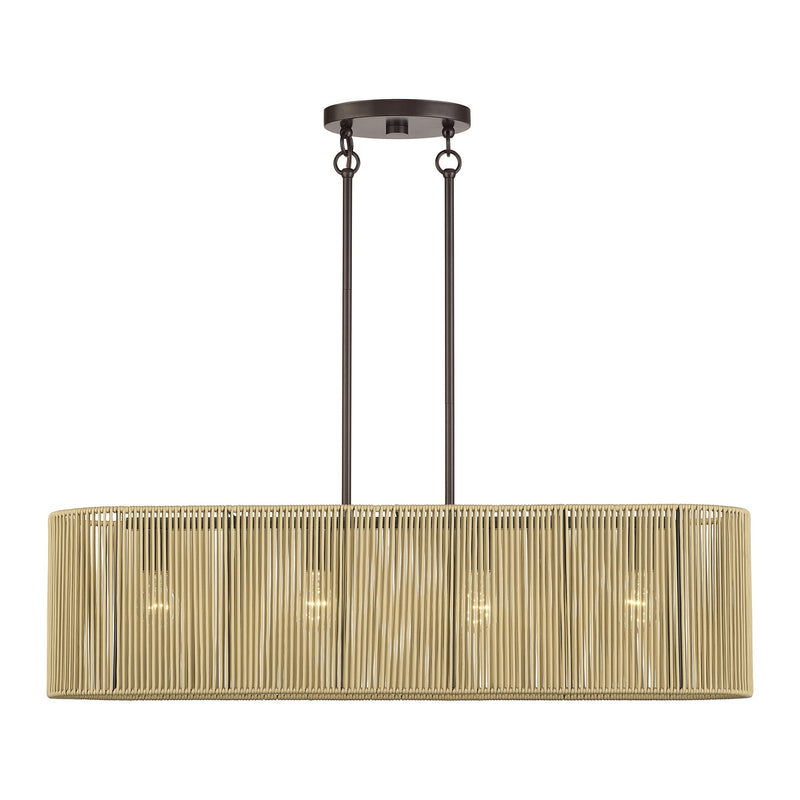 Livex Lighting - 53194-92 - Four Light Linear Chandelier - Goldiemesh - English Bronze