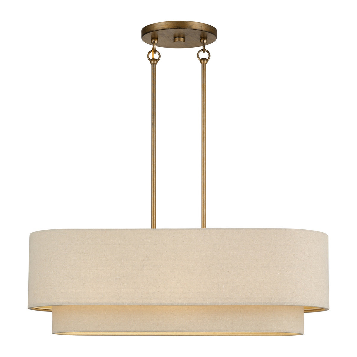 Livex Lighting - 58872-48 - Three Light Linear Chandelier - Bellingham - Antique Gold Leaf