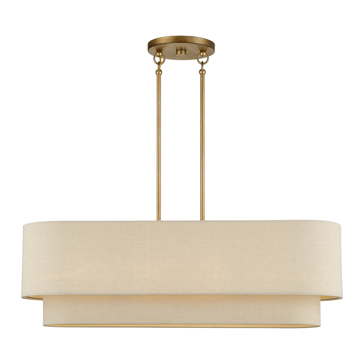 Livex Lighting - 58873-48 - Four Light Linear Chandelier - Bellingham - Antique Gold Leaf