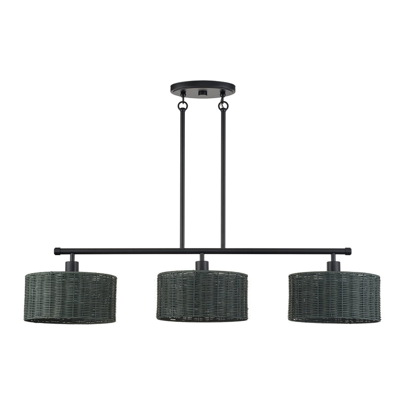 Livex Lighting - 60554-04 - Three Light Linear Chandelier - Weavington - Black