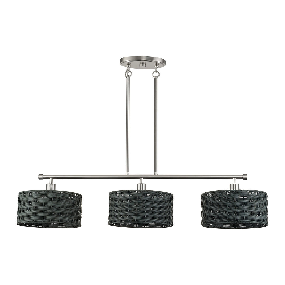 Livex Lighting - 60554-91 - Three Light Linear Chandelier - Weavington - Brushed Nickel