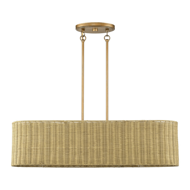 Livex Lighting - 60587-48 - Four Light Linear Chandelier - Weavington - Antique Gold Leaf