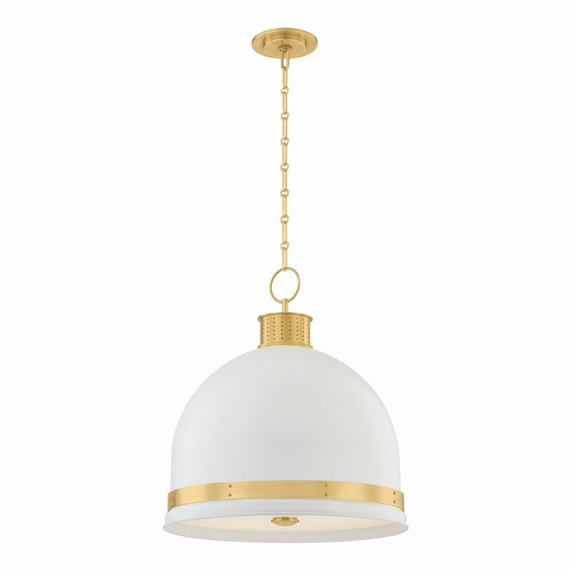 Hudson Valley - 2133-AGB/SWH - Three Light Pendant - Briscoe - Aged Brass