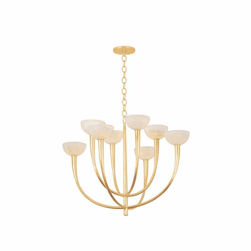 Hudson Valley - 9034-VGL - Eight Light Chandelier - Maywood - Vintage Gold Leaf