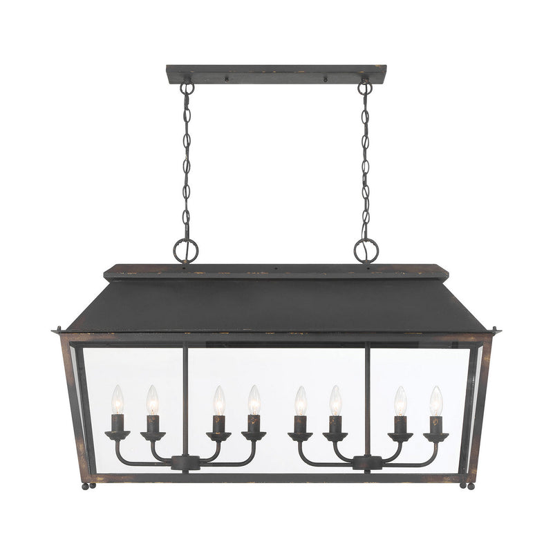 Golden - 0804-LP ABI - Eight Light Linear Pendant - Abingdon - Antique Black Iron
