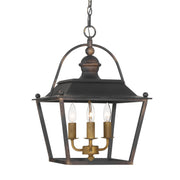 Golden - 0888-3P ABI - Three Light Pendant - Christoff - Antique Black Iron