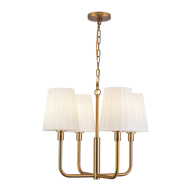 Alora - CH628423AGOP - Four Light Chandelier - Plisse - Aged Gold/Opal Matte Glass