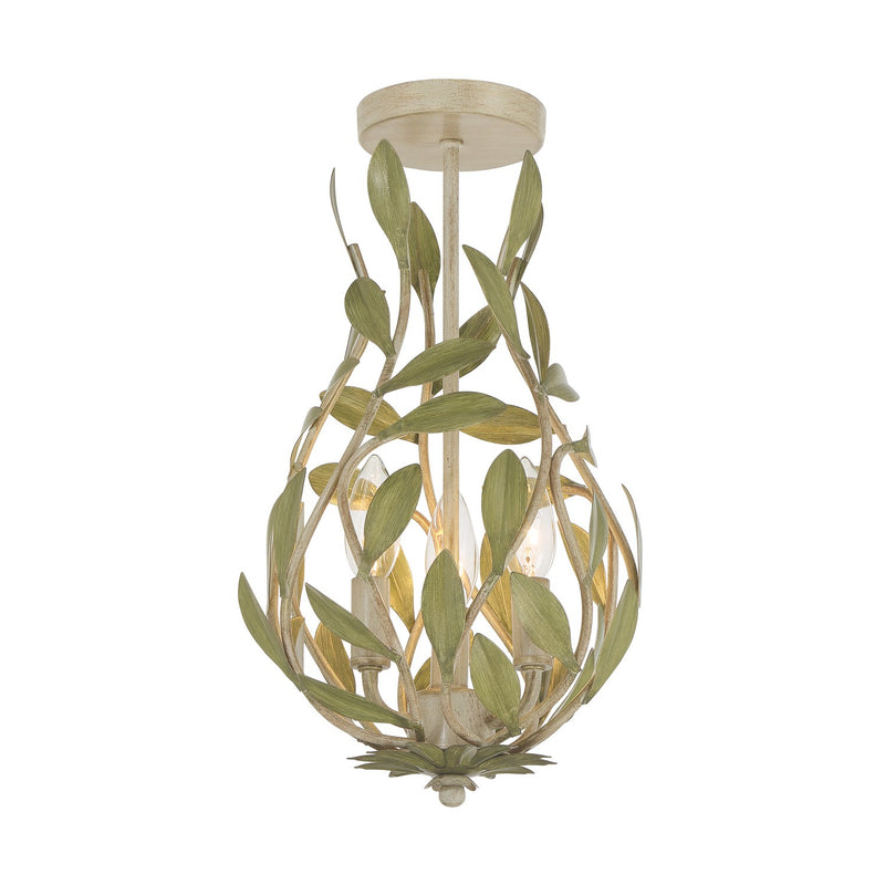 Crystorama - 565-CT_CEILING - Three Light Semi Flush Mount - Broche - Champagne Green Tea