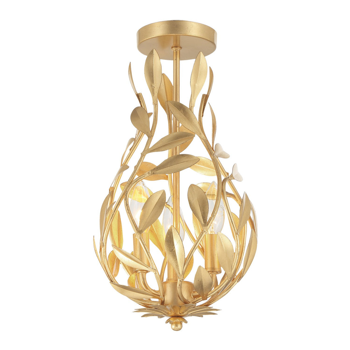 Crystorama - 565-GA_CEILING - Three Light Semi Flush Mount - Broche - Antique Gold