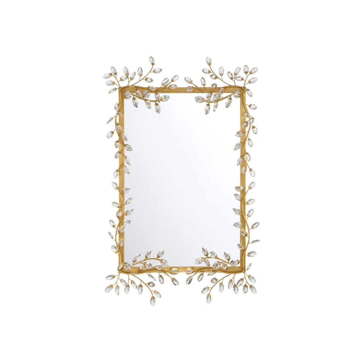 Currey and Company - 1000-0161 - Mirror - Forget-Me-Not - Clear / Chinois Gold Leaf