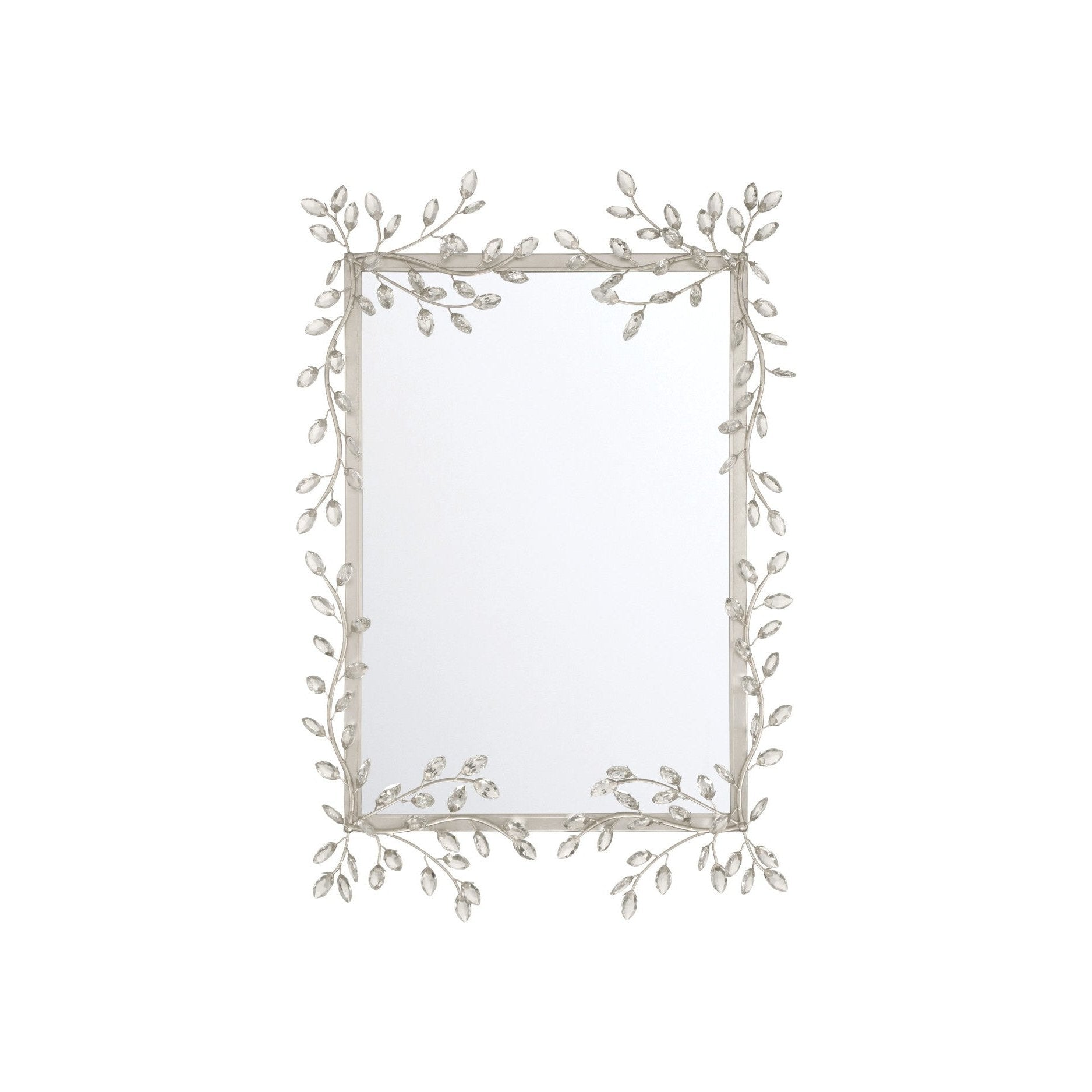 Currey and Company - 1000-0162 - Mirror - Forget-Me-Not - Clear / Silver Leaf