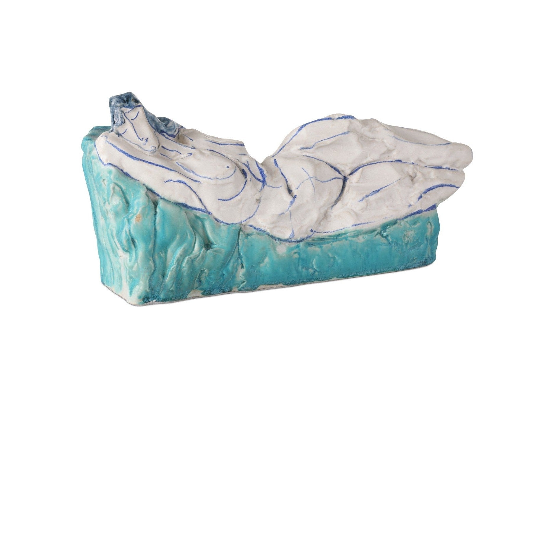 Currey and Company - 1200-0996 - Object - Reclining Nude Object - Blue / Off-White