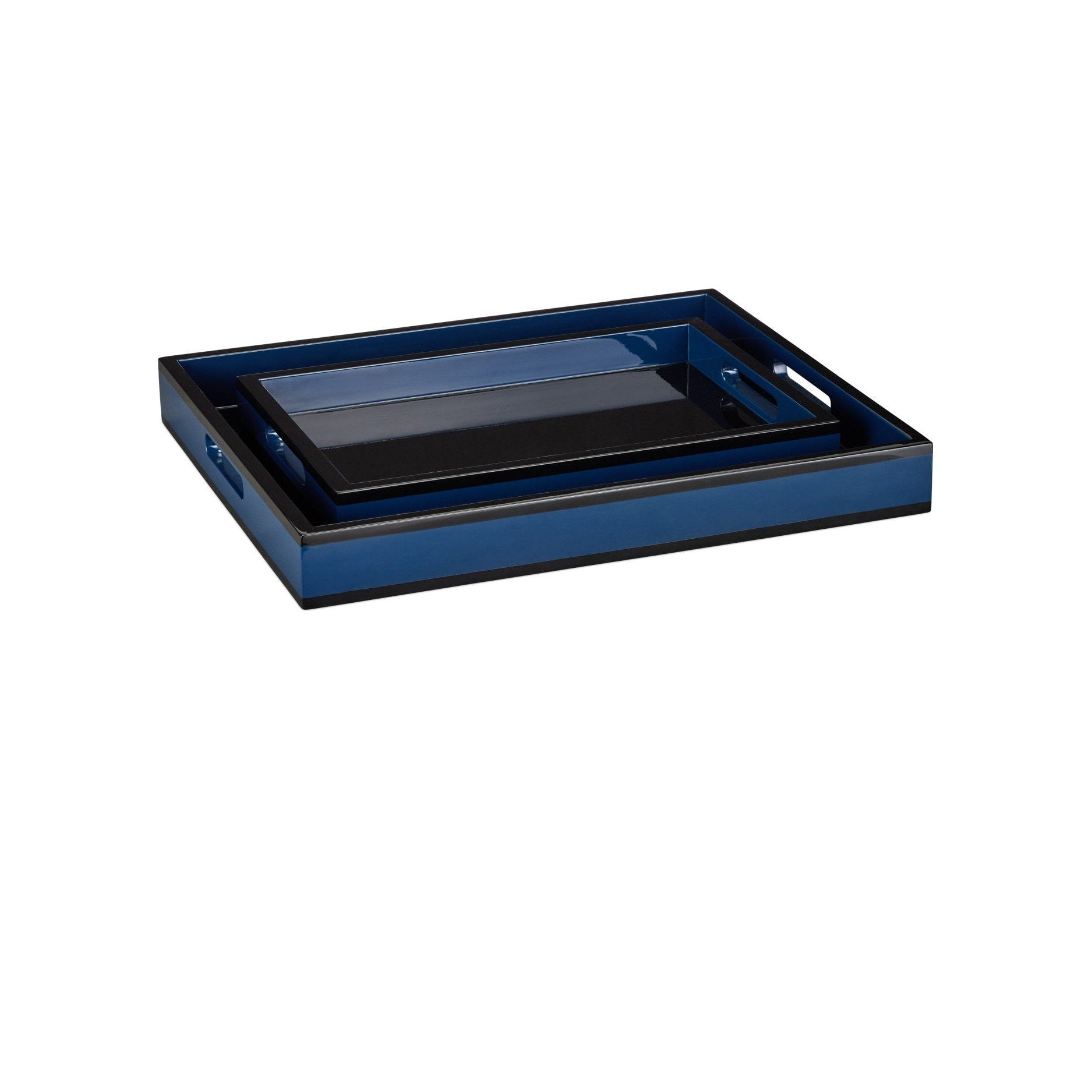 Currey and Company - 1200-1018 - Tray Set of 2 - Lacquer - Navy / Black