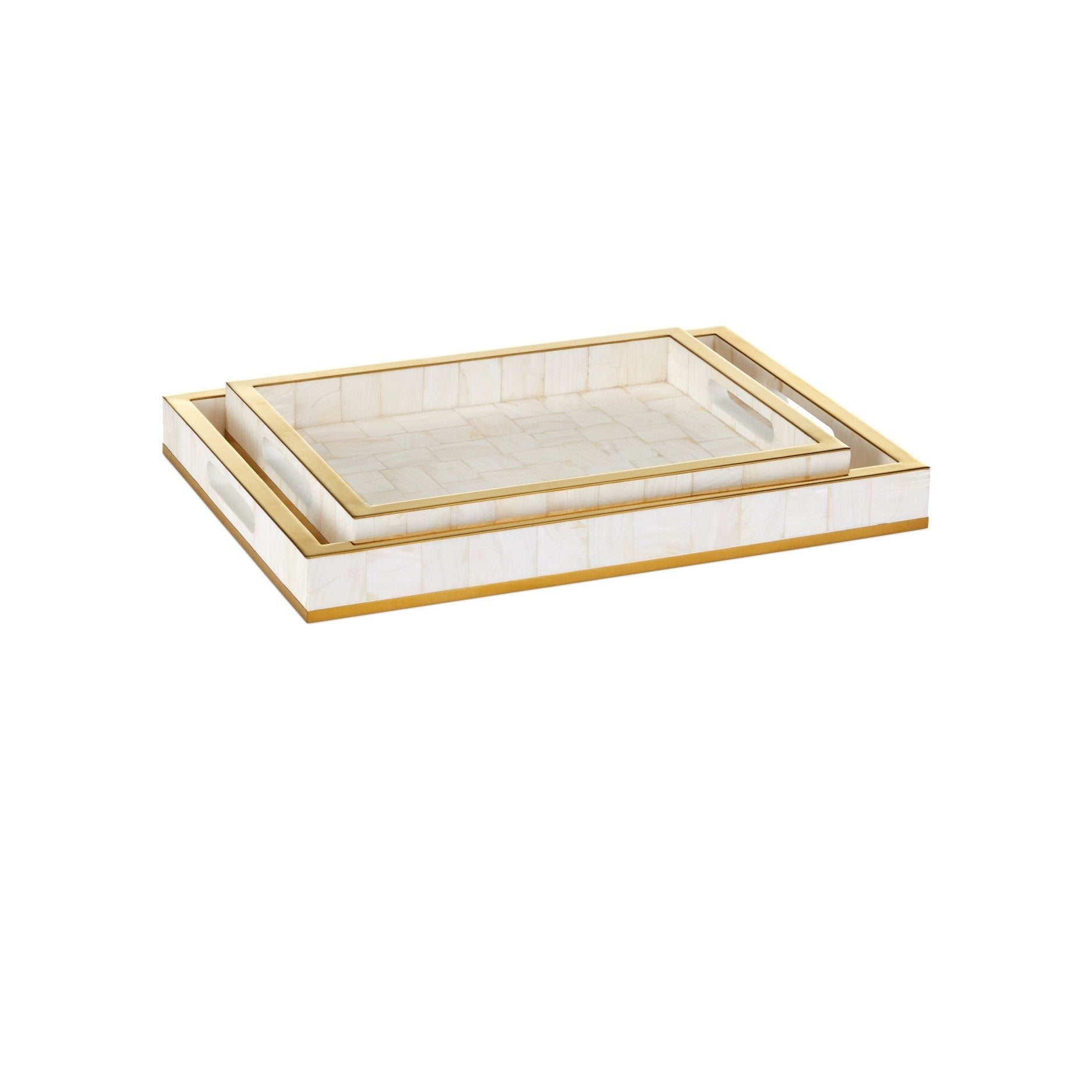 Currey and Company - 1200-1021 - Tray Set of 2 - Casey - Natural / Brass