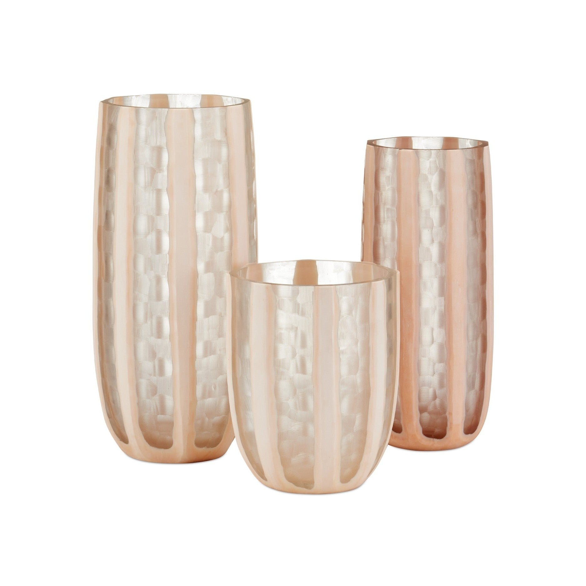 Currey and Company - 1200-1031 - Vase - Merletto Glass Vase Set of 3 - Blush / Clear