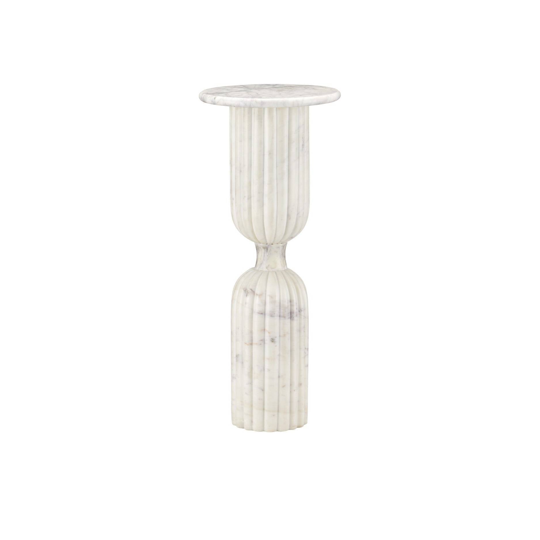 Currey and Company - 3000-0323 - Drinks Table - Passementerie White Marble Drinks Table - Natural White