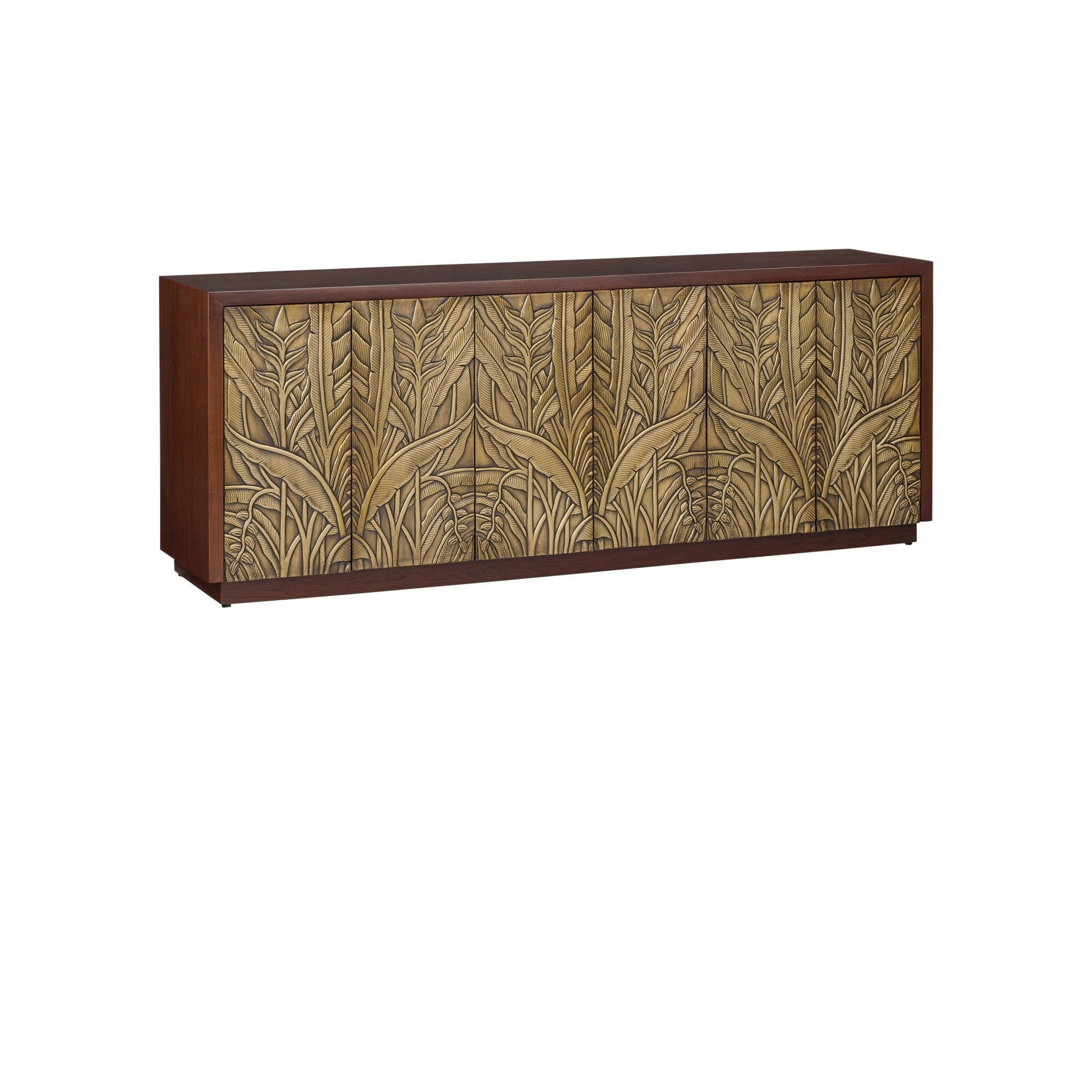 Currey and Company - 3000-0324 - Credenza - Jardin - Walnut / Antique Brass