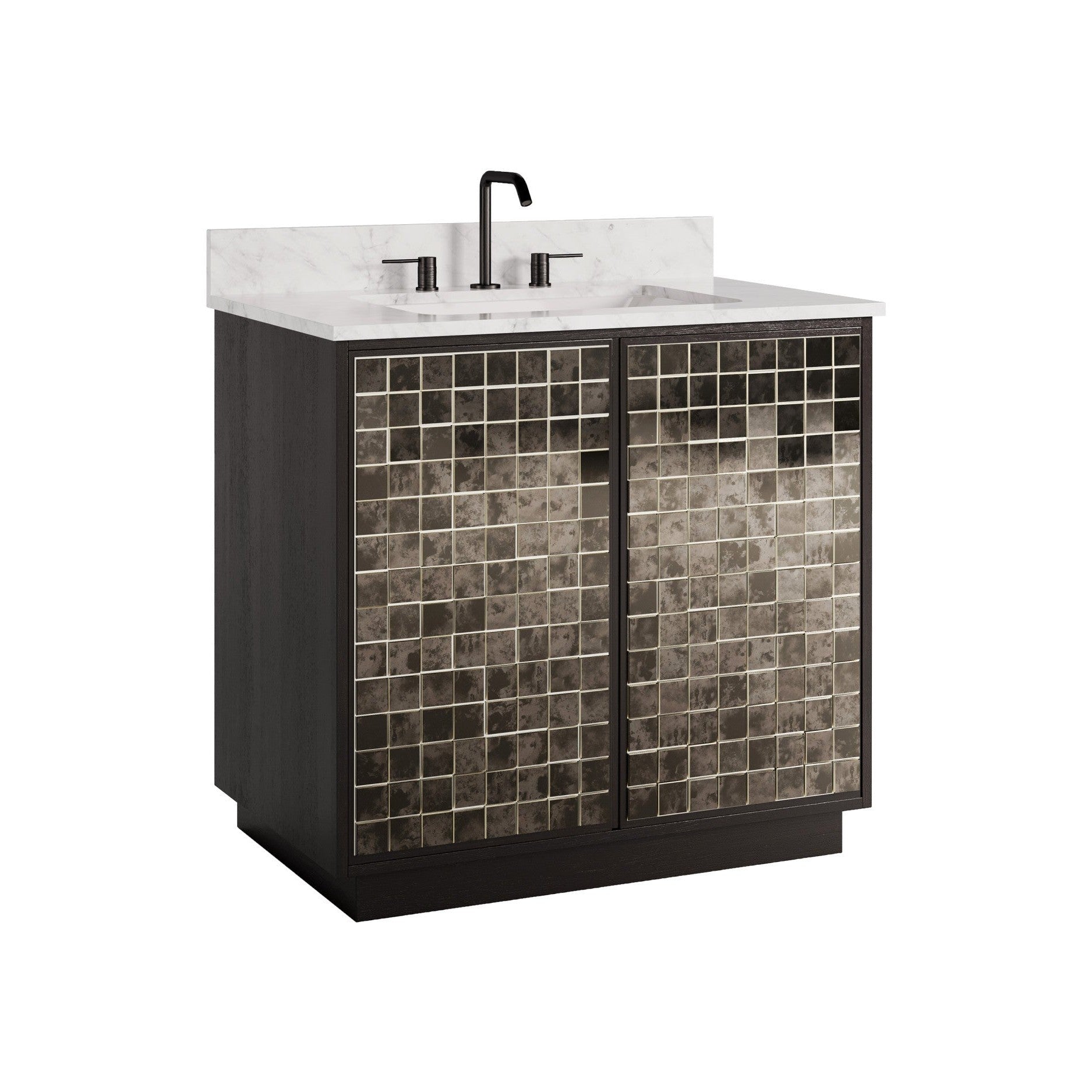 Currey and Company - 3800-0013 - 36" Vanity with Rectangular Undermount Sink - Mosaico - Ebony / Natural / White / Antique Mirror