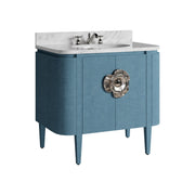 Currey and Company - 3800-0015 - 36" Vanity with Oval Undermount Sink - Briallen - Laquered Blue Linen / Natural / White / Polished Nickel