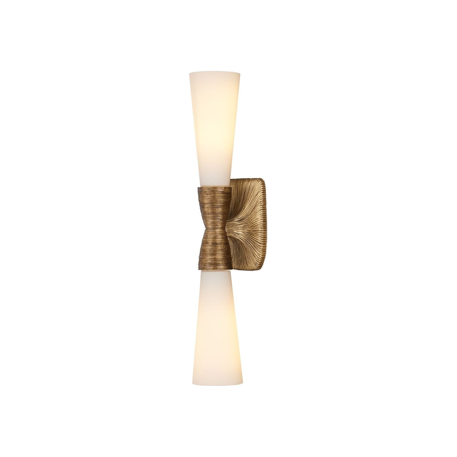 Currey and Company - 5800-0065 - Two Light Wall Sconce - Burrows - Opaque White / Antique Brass
