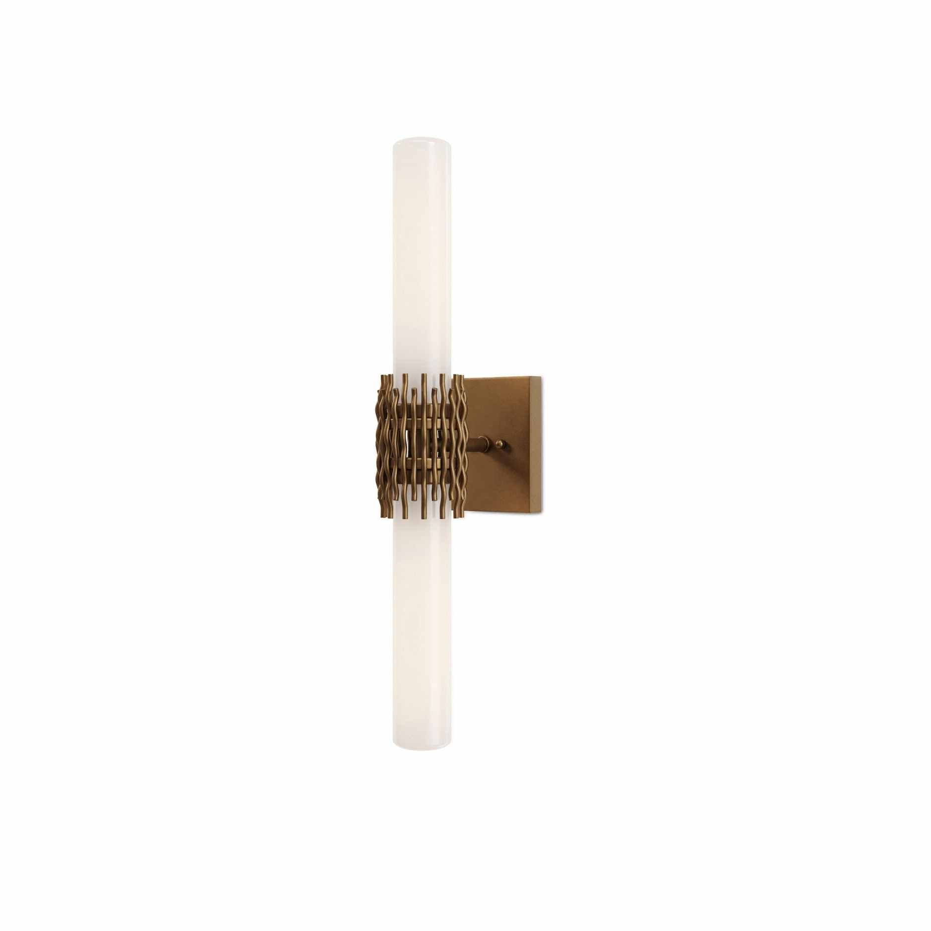 Currey and Company - 5800-0069 - Two Light Wall Sconce - Brietta - Opaque White / Antique Brass