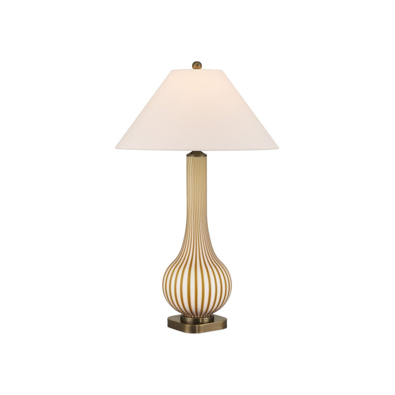 Currey and Company - 6000-1019 - One Light Table Lamp - Striae Table Lamp - Yellow / Off-White