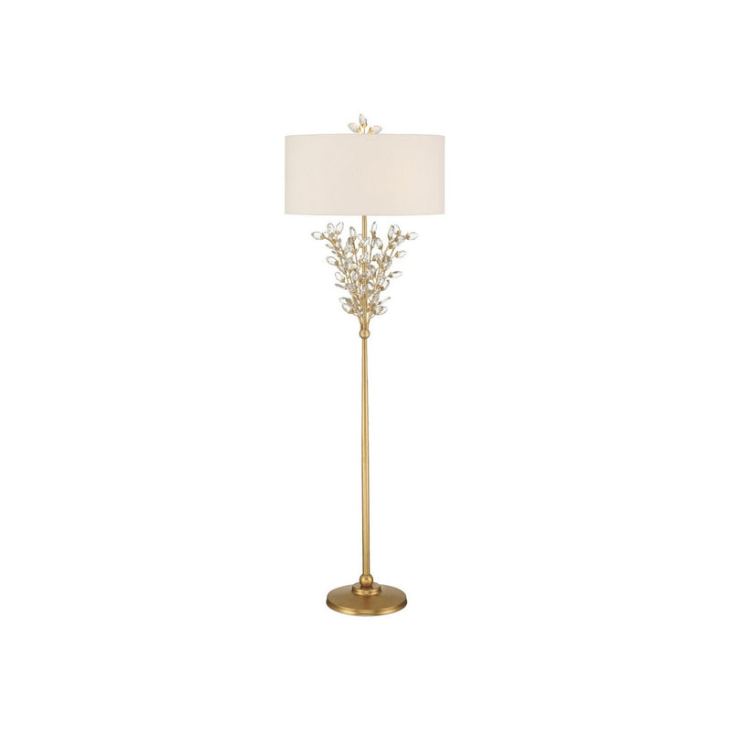 Currey and Company - 8000-0168 - Two Light Floor Lamp - Forget-Me-Not - Clear/Chinois Gold Leaf