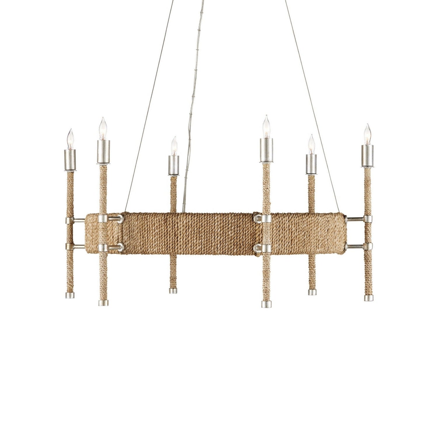 Currey and Company - 9000-0955 - Six Light Chandelier - Monzie - Natural/Contemporary Silver Leaf