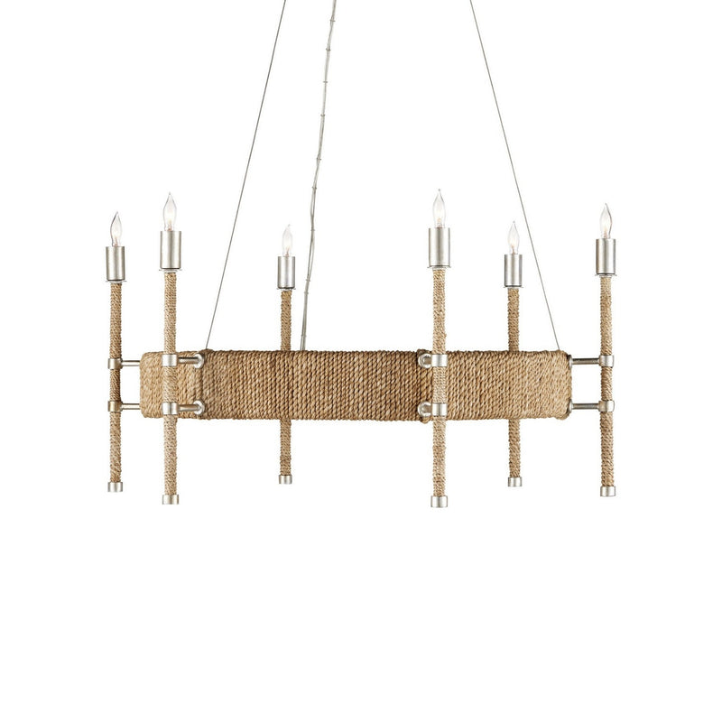 Currey and Company - 9000-0955 - Six Light Chandelier - Monzie - Natural/Contemporary Silver Leaf
