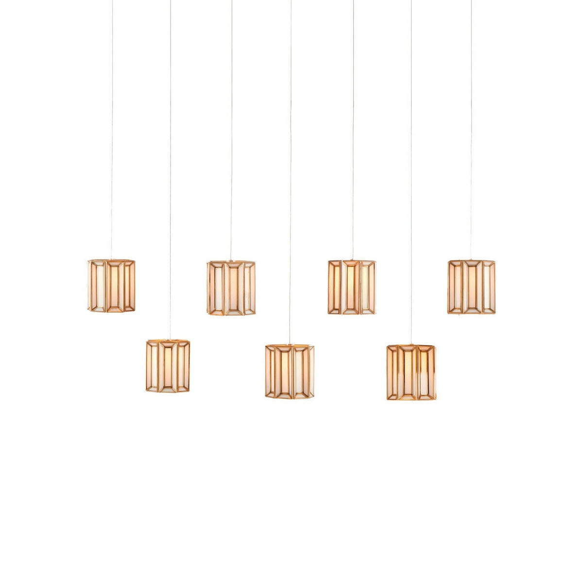 Currey and Company - 9000-1063 - Seven Light Pendant - Daze - Antique Brass/White/Silver