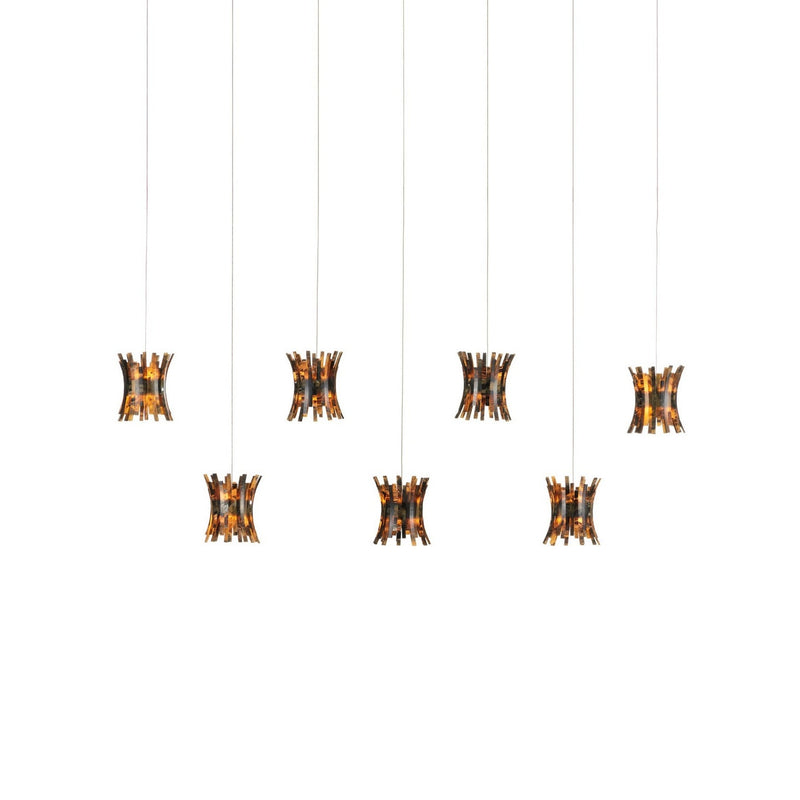 Currey and Company - 9000-1073 - Seven Light Pendant - Alsop - Brown/Black/Natural/Silver