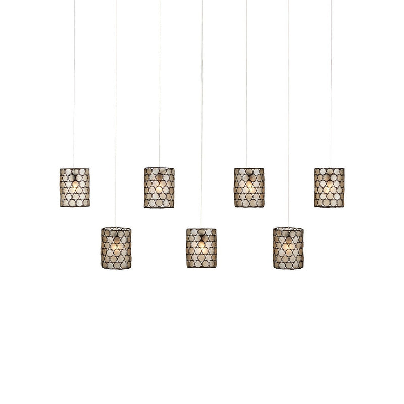 Currey and Company - 9000-1074 - Seven Light Pendant - Regatta - Natural/Cupertino/Silver