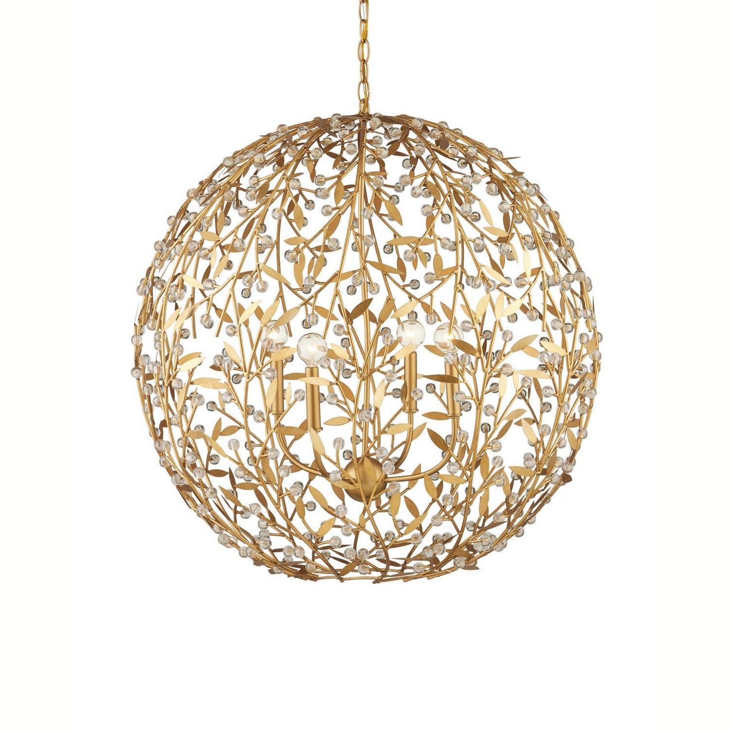 Currey and Company - 9000-1289 - Four Light Chandelier - Secret Garden - Clear/Contemporary Gold Leaf/Contemporary Gold