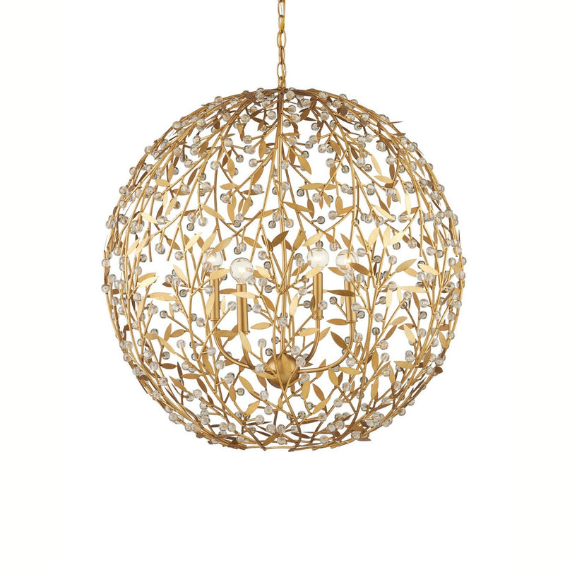 Currey and Company - 9000-1289 - Four Light Chandelier - Secret Garden - Clear/Contemporary Gold Leaf/Contemporary Gold