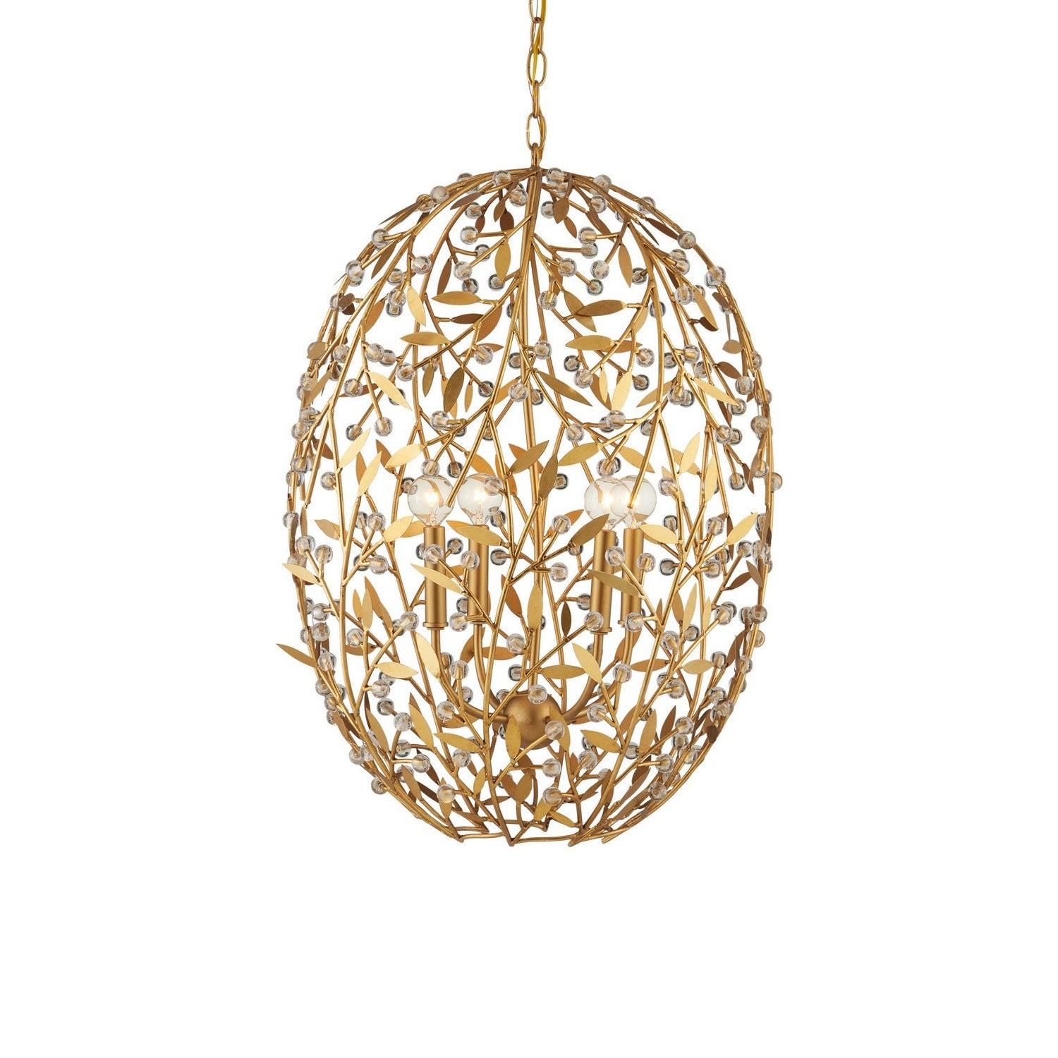 Currey and Company - 9000-1290 - Four Light Chandelier - Secret Garden - Clear/Contemporary Gold Leaf/Contemporary Gold